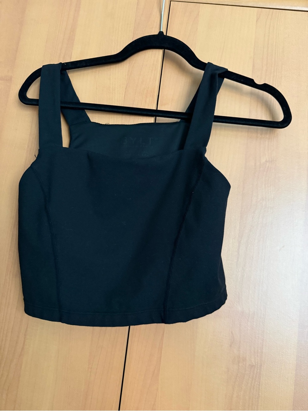 BYLT Basics Black Square-Neck Cropped Tank